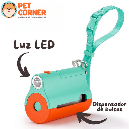 Dispensador de bolsas con luz LED- Poop bag dispenser with flashlight